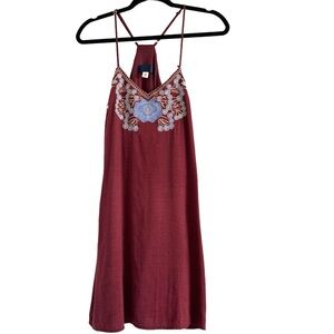 ⭐️ Blue Rain Embroidered Burgundy Slip Dress